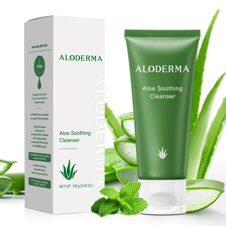 Aloderma Soothing Facial Cleanser with 76% Organic Aloe Vera - Natural Face Wash with Allantoin for Sensitive Skin - Nourishing, Moisturizing Aloe Vera Face Wash with Glycerin - Aloe Skin Cleanser