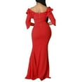 thumbnail image 6 of IROINNID Wedding Guest Dresses for Women Homecoming Party Color Long Dress Off Shoulder Split V-Neck Dress Trendy Formal Dress,Red, 6 of 9