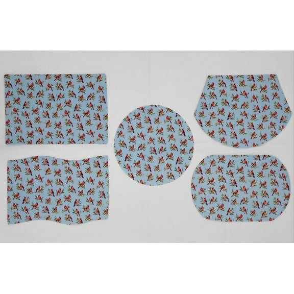 Cardinals Birds & Berries Placemats by Penny's Needful Things (Oval - Set of 2) (Blue)