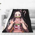 thumbnail image 1 of Manta de franela suave y cálida de Demon Slayer Nezuko para dormitorio, sala de estar, dormitorio durante toda la temporada, 1 of 5