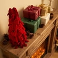 thumbnail image 6 of Kmonabie Mini Tabletop Christmas Tree Decor, Velvet Small Bow Tree Ornament Centerpiece, Holiday Desktop Decoration for Home Bedroom Fireplace Party, Red, 6 of 7
