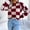 Wine, variant on Stichou Womens Fall Fashion Crew Neck Sweater Long Sleeve Plaid Ribbed Knit Loose Pullover Tops Trendy Office Outfits Black M