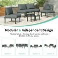 thumbnail image 3 of Upgrade Patio Furniture Set, Seizeen 6-Piece Half-Moon Patio Sofa Set, Modular Outdoor Sectional with 2 Round High-Low Coffee Tables, PE Wicker & Aluminum Frame, Tempered Glass Top, Cushions & Pillow, 3 of 9