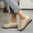 thumbnail image 6 of Domuza Women's Platform Oxford Shoes Classic Chunky Patent Leather PU Square Toe Wedges Casual Lace Up Sneakers for summer White 7（EU-38）, 6 of 6