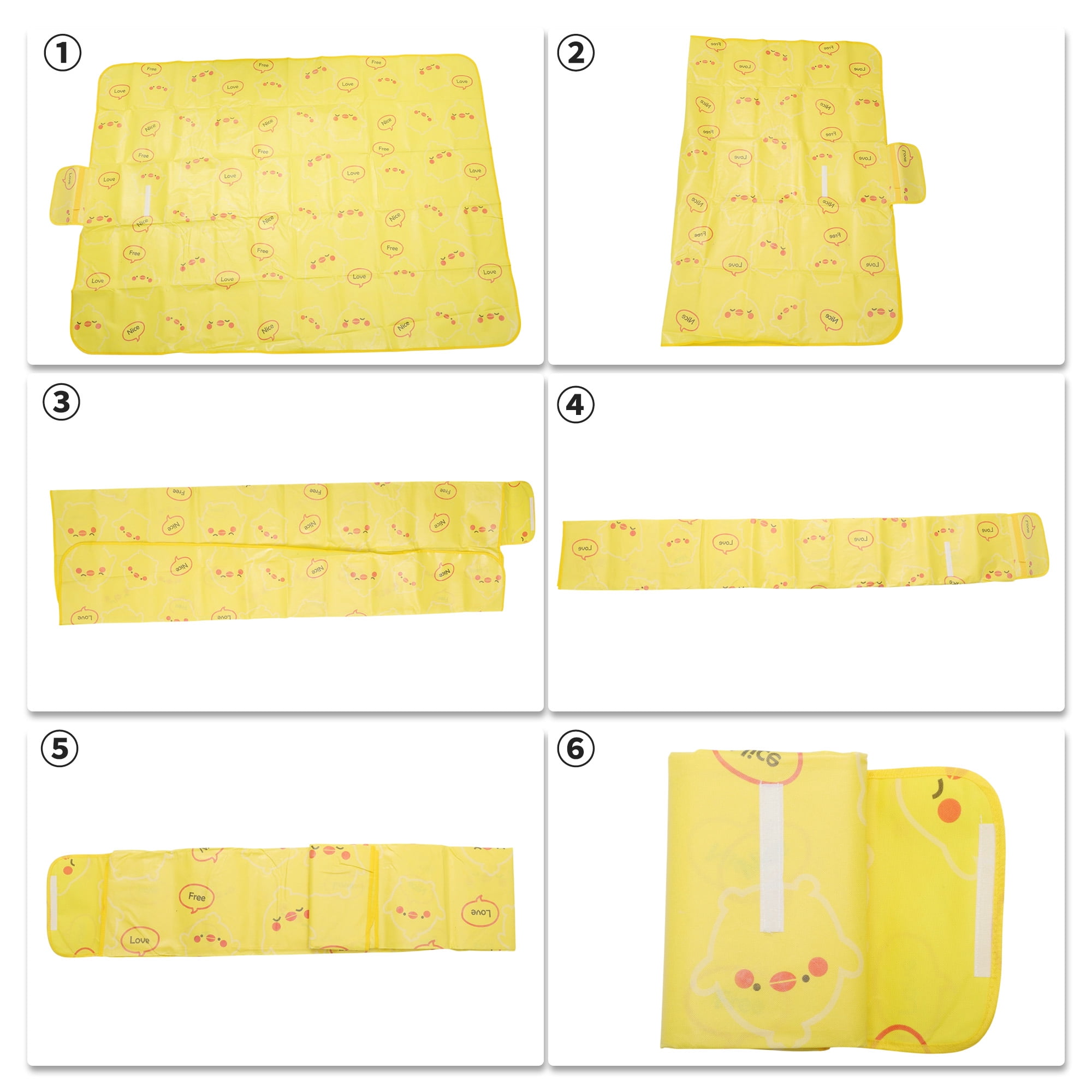 Unique Bargains Picnic Blanket Beach Mat Lightweight with Handle Yellow 200x200cm