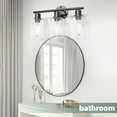 thumbnail image 6 of Bathroom Light Fixtures, 3 Light Matte Black Bathroom Vanity Light, Black Bathroom Lights Over Mirror with Clear Glass Shade, Bathroom Wall Sconces for Mirror Bedroom Living Room Hallway, 6 of 8