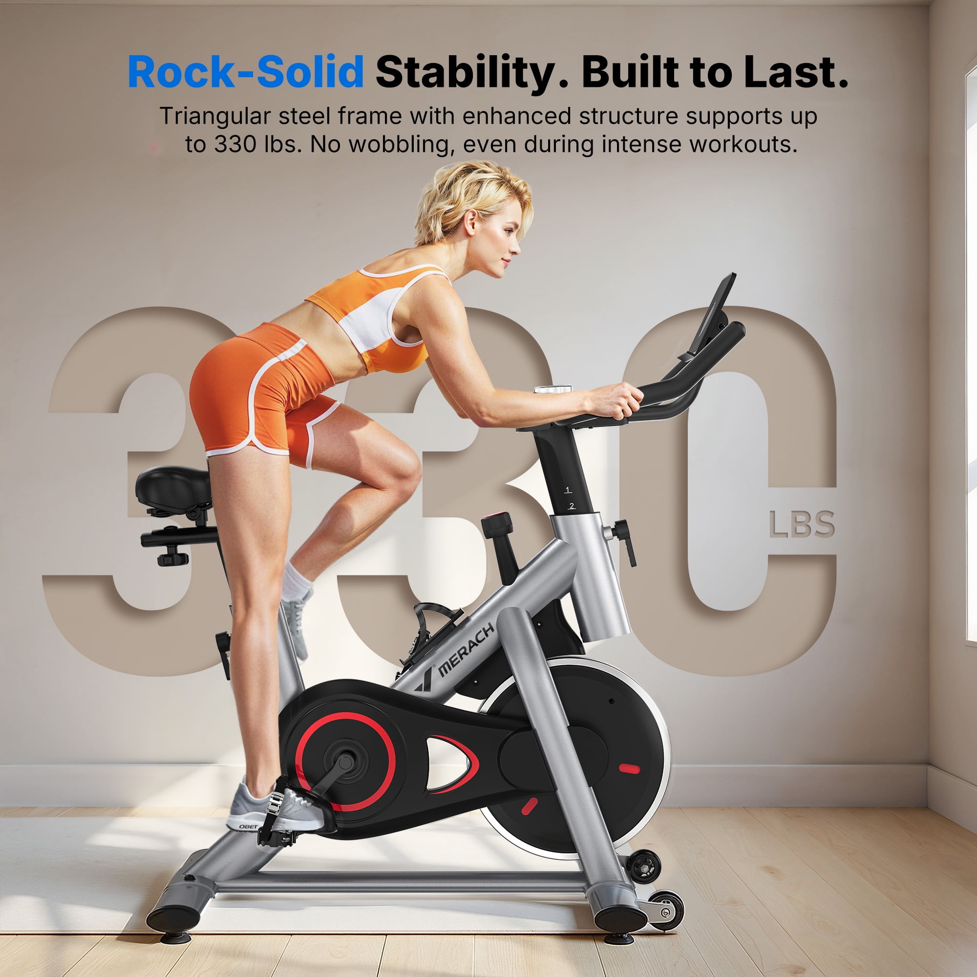 MERACH Exercise Bike Stationary 100 Resistance Levels Indoor Cycling for Home Office Cardio Workout Machine, Free Bluetooth App Height-Adjustable Padded Seat