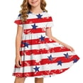 thumbnail image 2 of Odeerbi Niñas Día de La Independencia Vestido de Línea A Verano Patriótico Cuello Redondo Manga Corta Vestido Casual, 2 of 9