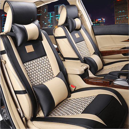 - Universal 5 Seat Car Needlework Leather Front Rear Car Seat Cushion Cover Pad