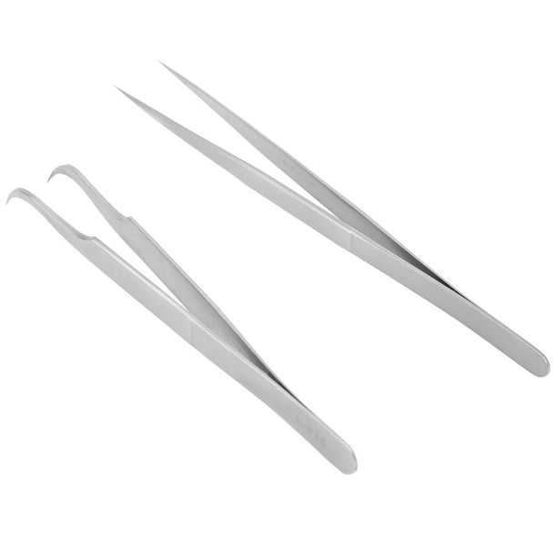 Pinzas rectas, 2 pinzas para extensión de pestañas, pinzas antiestáticas, pinzas de acero inoxidable, materiales ecológicos Jadeshay A