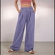 thumbnail image 4 of Pantalones de Traje Anchos para Mujer, Holgados, de Cintura Alta Elástica, Informales, Largos, Color Orquídea, Talla M, 4 of 7