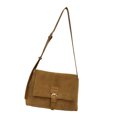 thumbnail image 3 of Bolso de hombro de terciopelo para mujer, bandolera mensajero Retro informal suave y transpirable para fiesta de trabajo diario, tamaño libre marrón, 3 of 12
