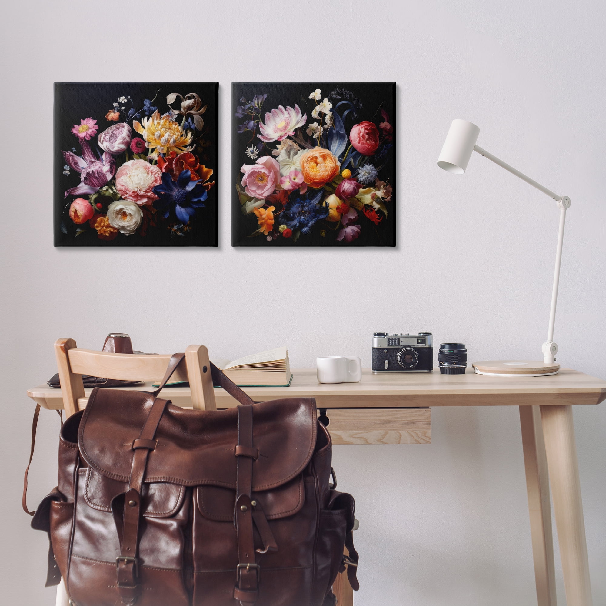 Stupell Industries Exquisite Floral Arrangement Plants & Flowers Painting Wrapped Canvas Art Print Wall Art, 17 x 17, Set of 2