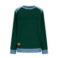 thumbnail image 4 of Ecqkame Shirts For Women Fashion Long Sleeve Denim Patchwork Tops Color Block Button Pullover Casual Loose Blouses Green M, 4 of 9