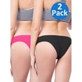 thumbnail image 1 of SAYFUT Women's Itsy Back Ruched Cheeky Thong Bikini Bottoms Underwear Stretch Panty 2 Pack, 1 of 8