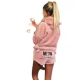 thumbnail image 3 of Conjunto de pijamas de terciopelo de coral para mujer, conjunto de pijamas cálidos para otoño e invierno, conjunto de dos piezas para ropa de dormir, conjunto de pantalones cortos con capucha con patr, 3 of 5