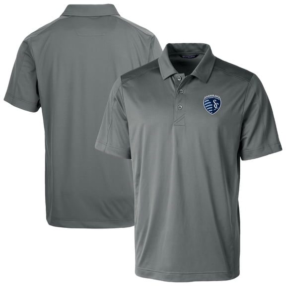Men's-Cutter & Buck  Gray Sporting Kansas City Prospect Eco Textured Stretch Recycled Polo