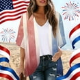 thumbnail image 2 of JULMCOMO American Flag Lightweight Cardigans for Women Red White Blue Half Sleeve Patriotic Kimono Cover Ups Summer Tops Blue 2XL, 2 of 6