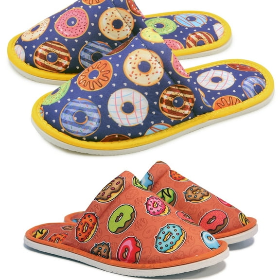 Slippers Pack Donut For Him Purple Donut For Her Home Slippers Kitchen Garage Dorm Bedroom Lightweight Silent Walk