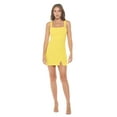 thumbnail image 4 of Yellow X-Large Size Women's Sleeveless Mini Cocktail Dress, Square Neck Bodycon Sexy Going Out Party, Trendy Spring Summer 2024, 4 of 6