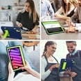 thumbnail image 3 of iPad Mini 6 Case 8.3" 2021, Built-in Pencil Holder Full-Body Rugged Hybrid Shockproof Heavy Duty Kickstand Drop Protective Cover, Navy Green, 3 of 7