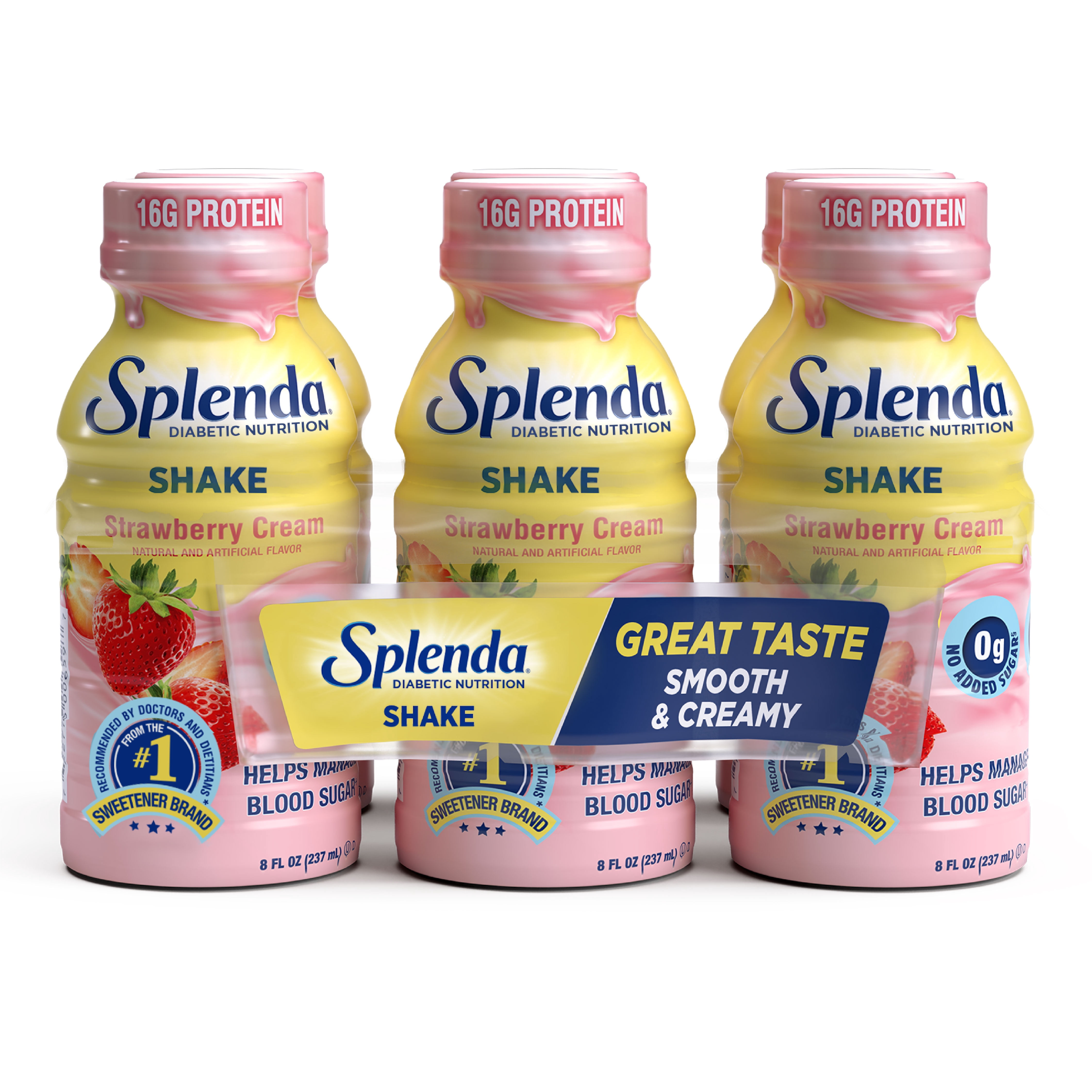 (4 pack) Splenda Diabetes Care Shake, Strawberry Cream, 8oz, 24ct, To Help Manage Blood Sugar