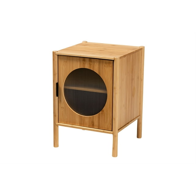 Baxton Studio Table d'Appoint en Bambou Brun Naturel Transitionnel Moderne Mi-Siècle 1 Porte