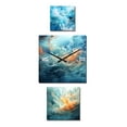 thumbnail image 2 of Designart "Fusion of Marine Blue and White" Abstract Shapes Oversized Wall Clock - Set Of 3 - Extra large Contemporary Clock For Office Décor - Large Vertical Clock, 2 of 6