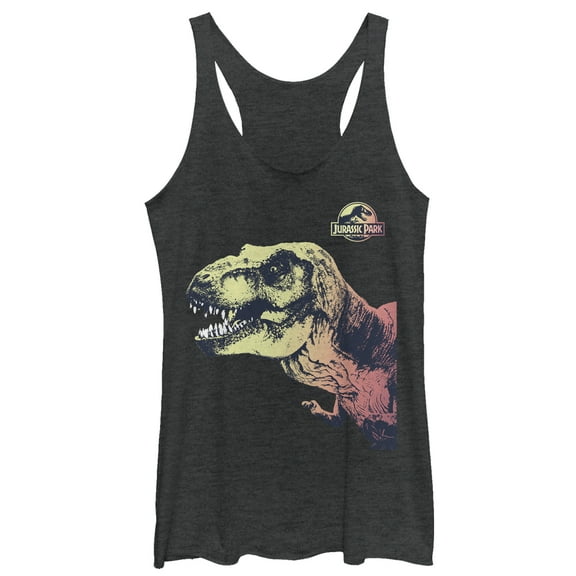 Women's Jurassic Park Sneaky T. Rex  Racerback Tank Top Black Heather Large