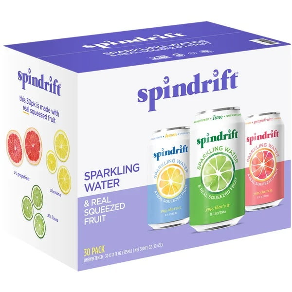 Spindrift Sparkling Water Variety Pack, 12 Fluid Ounce (Pack of 30