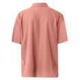 thumbnail image 5 of Lumtrix Mens Short Sleeve Cuban Camp Guayabera Shirt Linen Cotton Summer Hippie Beach Button Down Shirts Pink M, 5 of 5