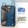 thumbnail image 5 of SaniMore Case for iPhone 13 Pro, PU Leather Durable [Back Card Slots] Wristlet Kickstand Buckle Protective Bumper Cover Shockproof Anti-fall/Anti-scratch for Ladies, Blue, 5 of 11