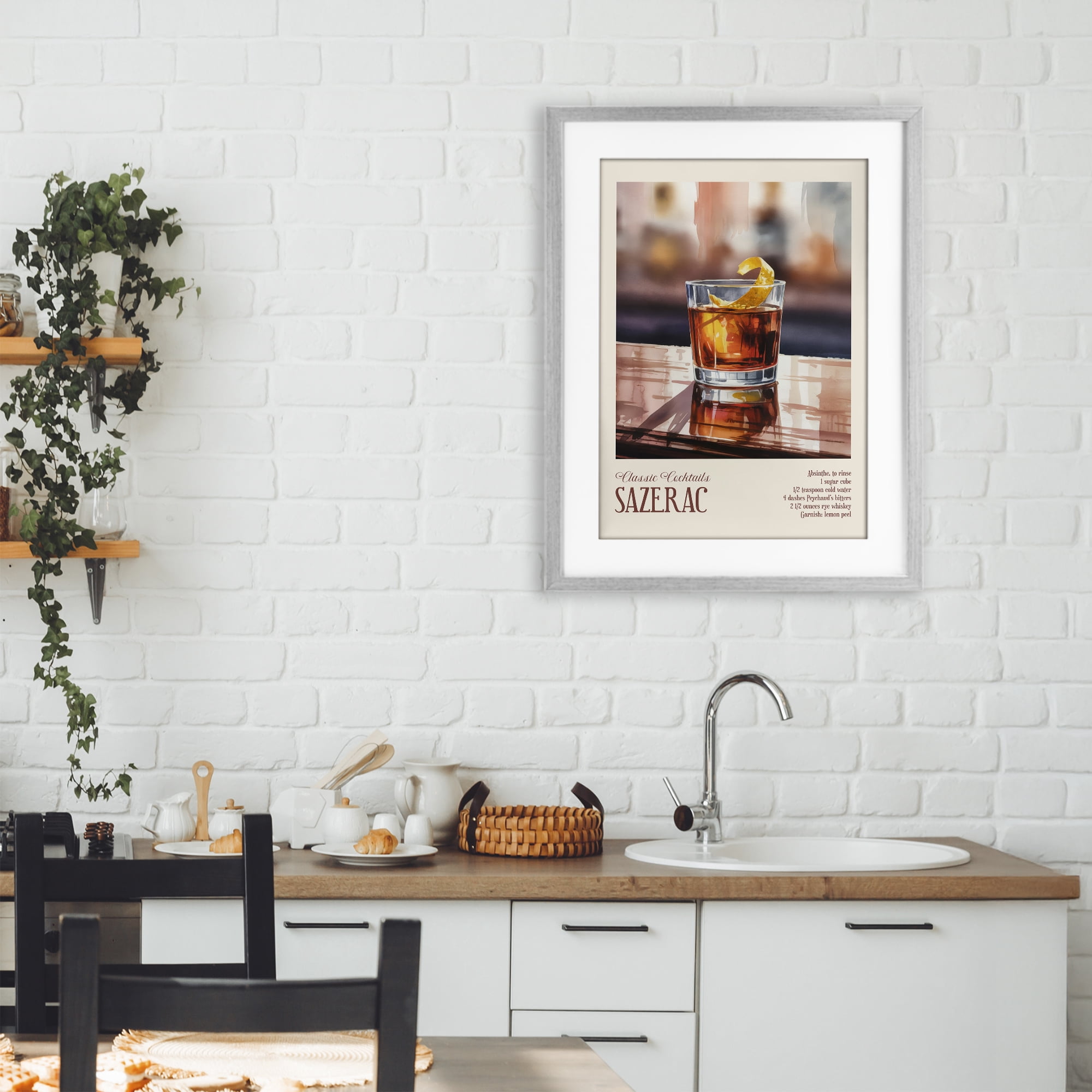 Stupell Industries Sazerac on Reflective Surface Gray Framed Print Under Glass, design by Andreas Magnusson