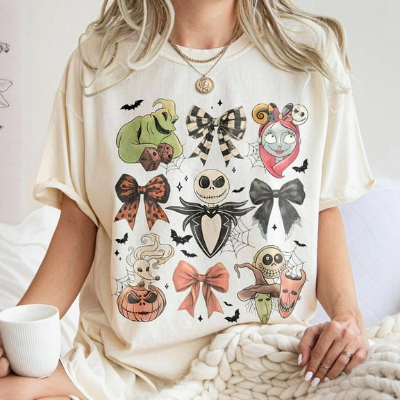 Retro Coquette Nightmare Before Holiday Shirt, Jack Skellington Costume Party Tee, Disney Costume Party Shirt, Coquette Bow Tee, S-5Xl Shirt