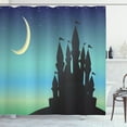 thumbnail image 1 of Ambesonne Magic Moon Shower Curtain, Castle and Gradient Sky, 69"Wx84"L, Seafoam Pale Yellow, 1 of 3