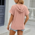 thumbnail image 4 of New Solid Color Button Hooded Short Sleeve T-Shirt - Loose Fit, Casual, 4 of 6