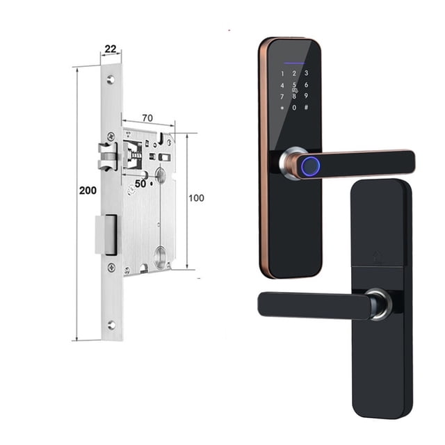 Door Lock, Tuya Electronic Smart Door Lock With Biometric Fingerprint / Smart Card / Password / Key Unlock/ USB Emergency Charge ,Easy to Install