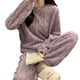 thumbnail image 2 of Pijama de traje de jacquard de vellón coral de moda otoño invierno con forro polar grueso para niñas y parejas traje casual, 2 of 5