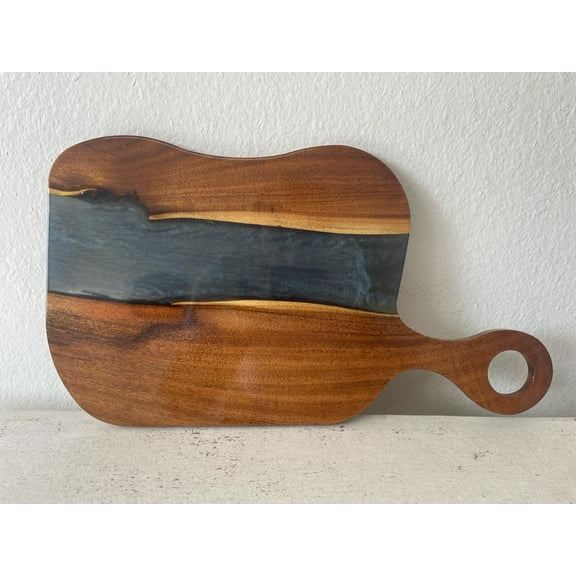 River Themed Resin Epoxy Wood Charcuterie Board with Circle Handle /Cheese Board/Serving Board