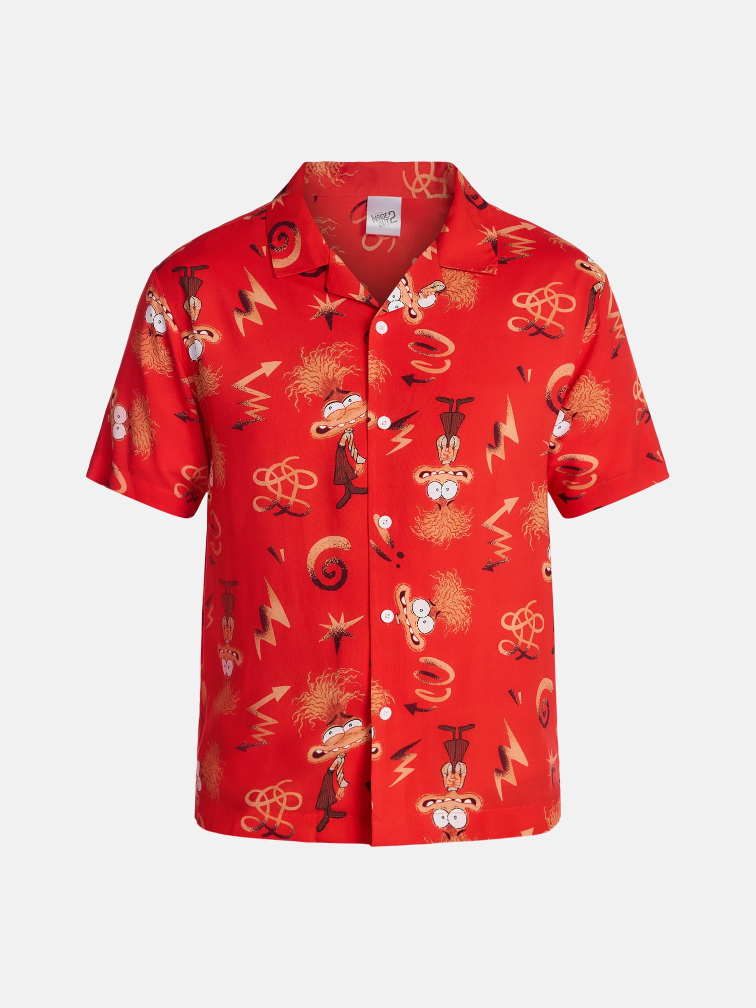 Inside Out Men's and Big Men's Graphic Button Up Shirt with Short Sleeves, Sizes S-4XL