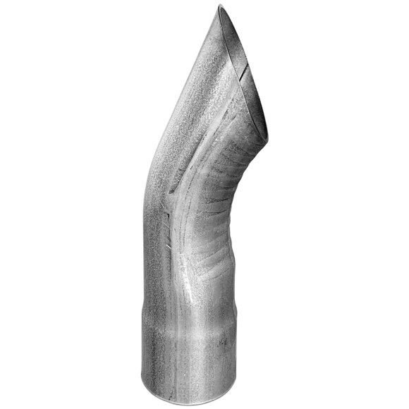 Nickson Exhaust Tail Pipe Tip 17605 2-1/2 Inch Diameter; Aluminized Steel; Turndown; Angle-Cut; 12 Inch Length; Without Logo