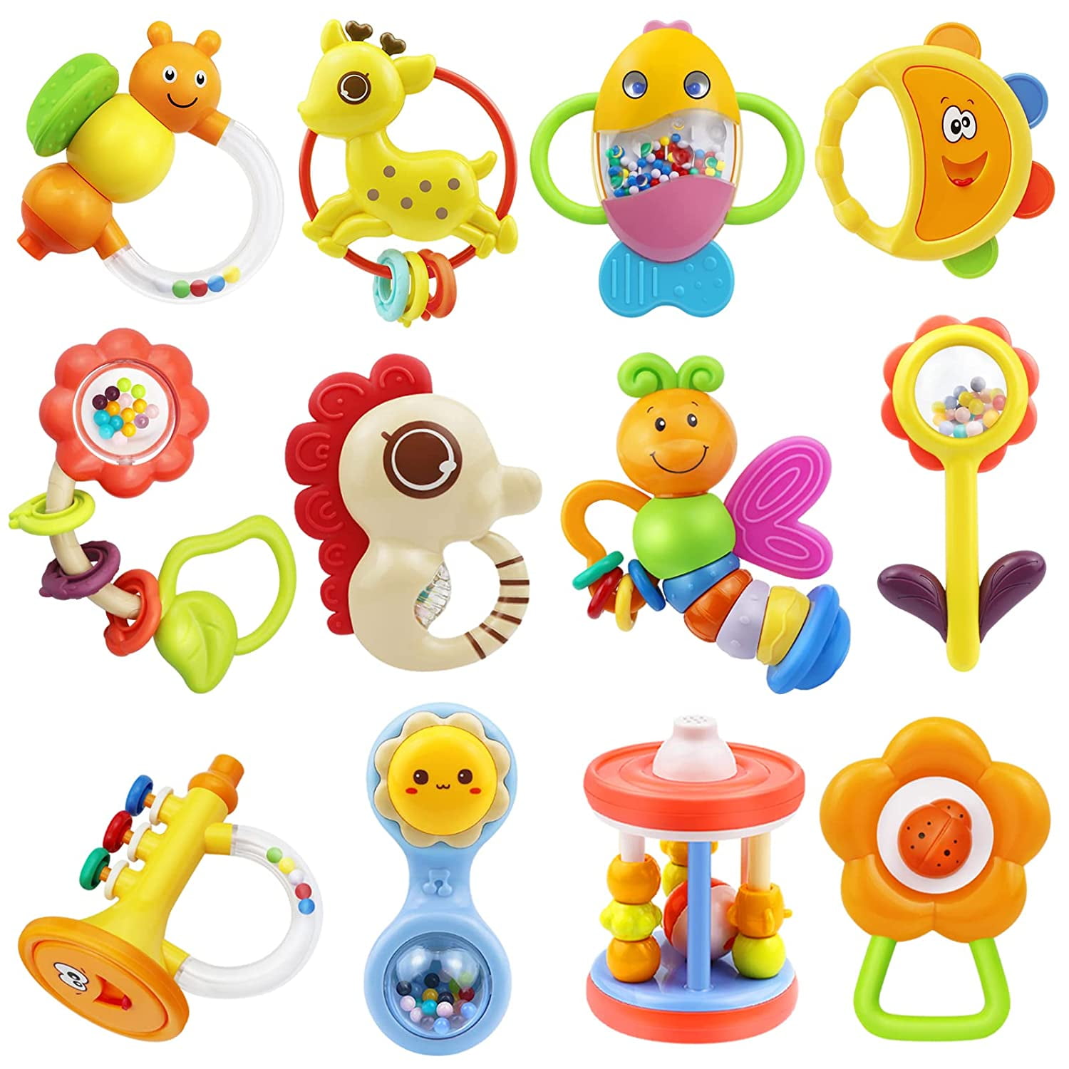 7Pcs/set Baby Rattles Toys Teethers Set Grab Spin Shaking Bell Rattle Gift Toy 