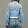thumbnail image 4 of Cmfcve Women's Floral Lace Zip Up Jacket Long Sleeve Ribbed Cuffs Hollow Out Lightweight Summer Layering Cropped Outerwear, 4 of 7