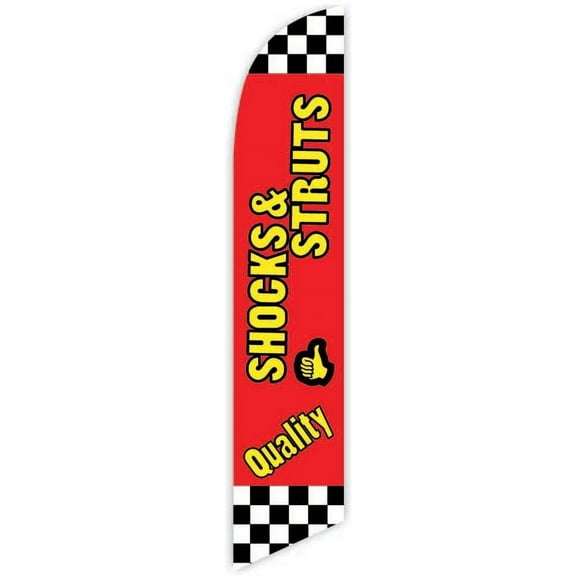 Cobb Promo Quality Shocks and Struts Red Advertising Feather Flag 12ft - Replacement Flag Only Without Poleset
