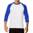 thumbnail image 2 of Razzly Men's 3/4 Sleeve Baseball Raglan T Shirt Casual Soft Breathable Comfortable Sports Tee Long Sleeve Classic Fit(Blue1,S), 2 of 3