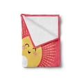 thumbnail image 2 of Rain Soft Flannel Fleece Throw Blanket, Valentines Day Theme Cloud and Sun Pattern with Heart Shaped Rays, Cozy Plush for Indoor and Outdoor Use, 50" x 70", Dark Coral Mustard, by Ambesonne, 2 of 5