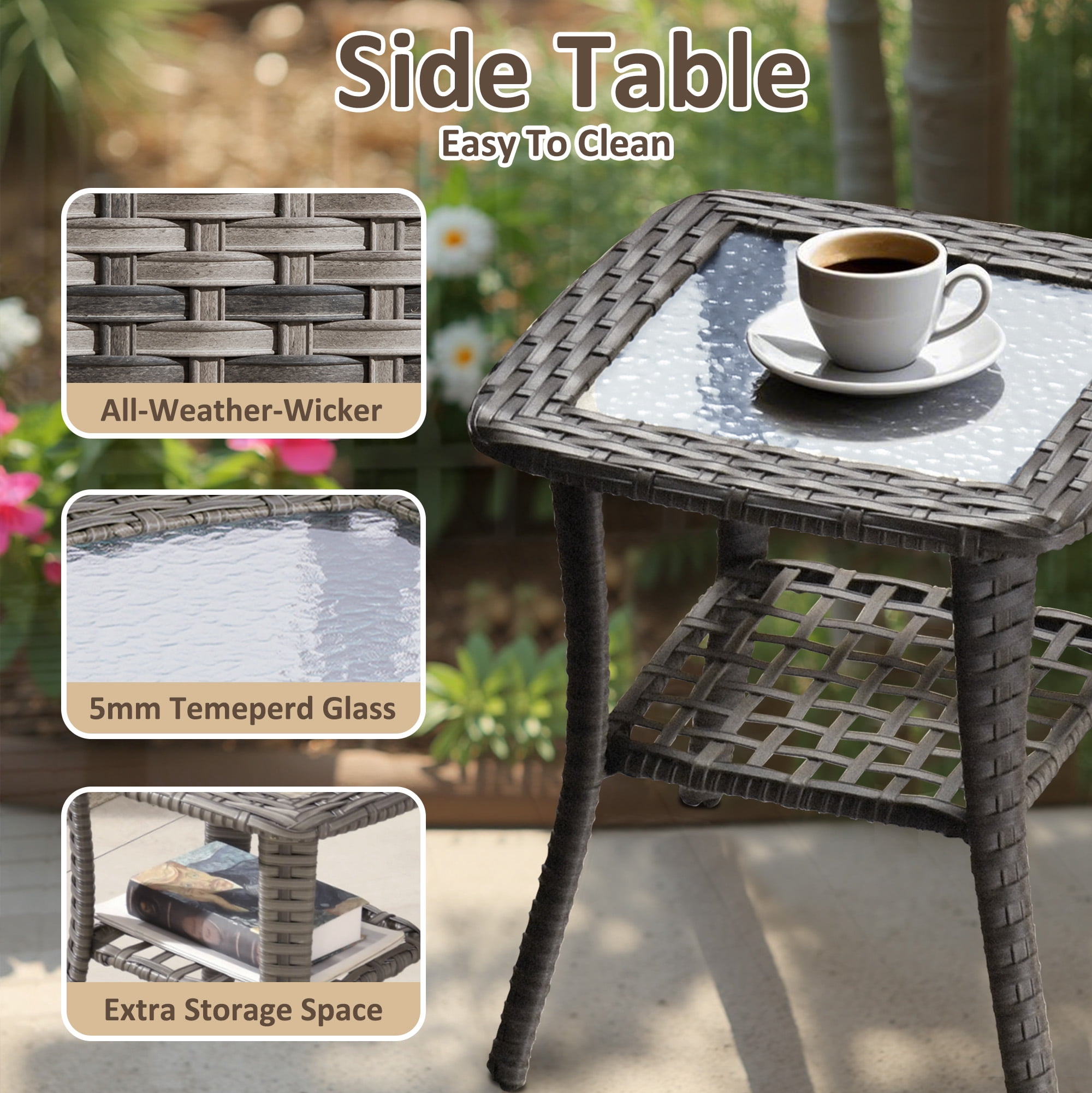 Toject 5 Pieces Outdoor Patio Furniture Set, High Back Conversation Set with Swivel Chairs, All-Weather Wicker Furniture Set for Porch, Balcony (Black)