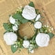 thumbnail image 5 of Anillo de vela de pilar, corona Artificial, vegetación, corona de granja, arreglo floral, flor Artificial para decoración de puerta de mesa del hogar Blanco, 5 of 8
