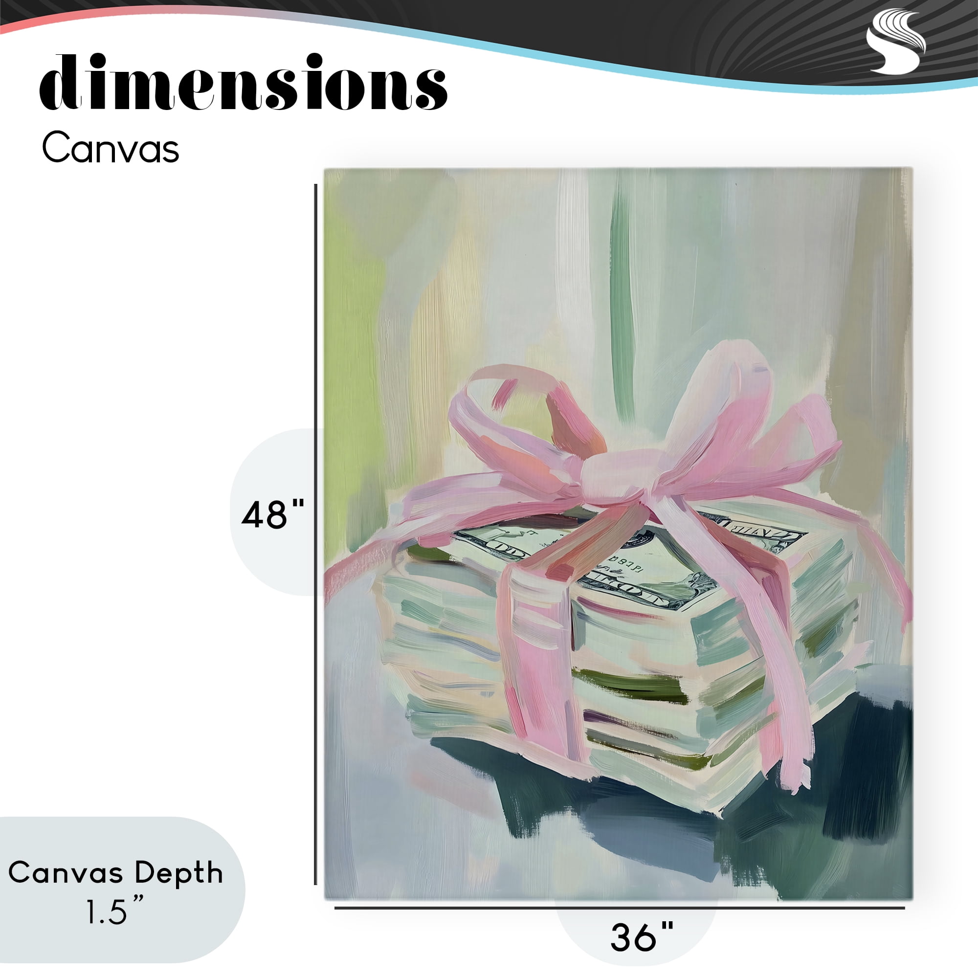 Stupell Industries Pink Bow Cash Bundle Canvas Wall Art, design by The Prints Vibe