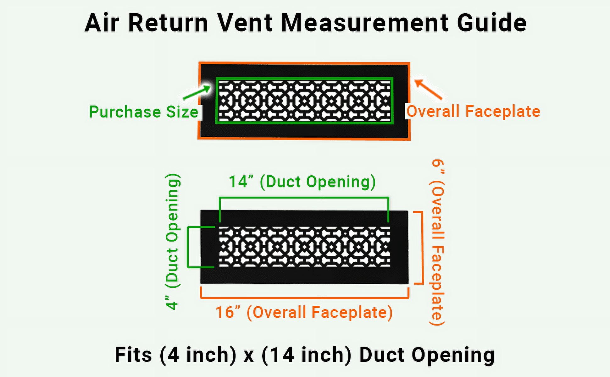 Achtek Air Return 4"x14" (Overall Size 6"x16") | Cast Aluminum Air Grille | HVAC Duct Cover for Home Ventilation